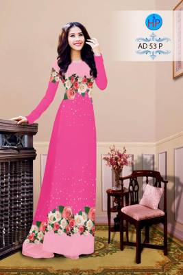 Vải áo dài hoa Hồng-DT 2616