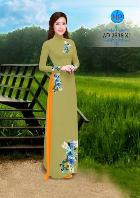 Vải áo dài hoa trên dưới-DT 2633
