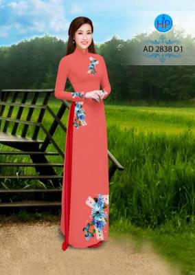 Vải áo dài hoa trên dưới-DT 2633