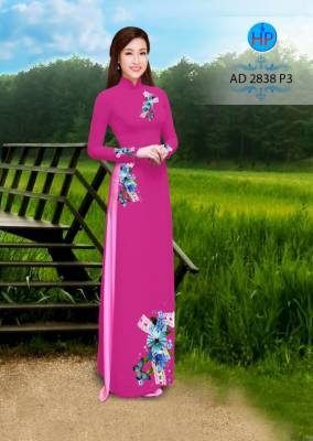 Vải áo dài hoa trên dưới-DT 2633