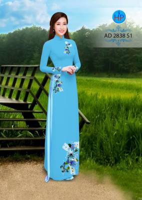 Vải áo dài hoa trên dưới-DT 2633