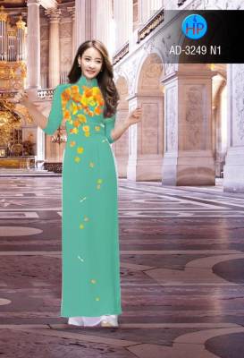 Vải áo dài hình lá rơi-DT 2634