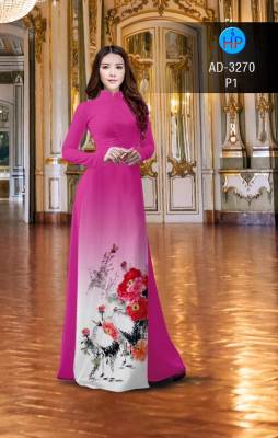 Vải áo dài hoa cảnh-DT 2635