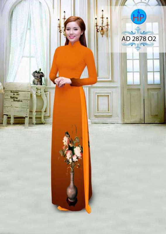 Vải áo dài họa tiết bình hoa