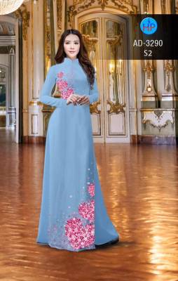 Vải áo dài hoa trên dưới-DT 2644