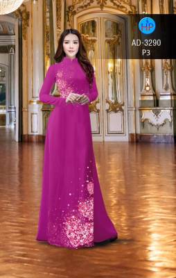 Vải áo dài hoa trên dưới-DT 2644