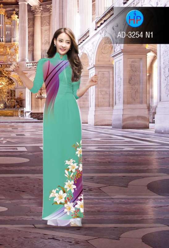 Vải áo dài hoa tà dưới