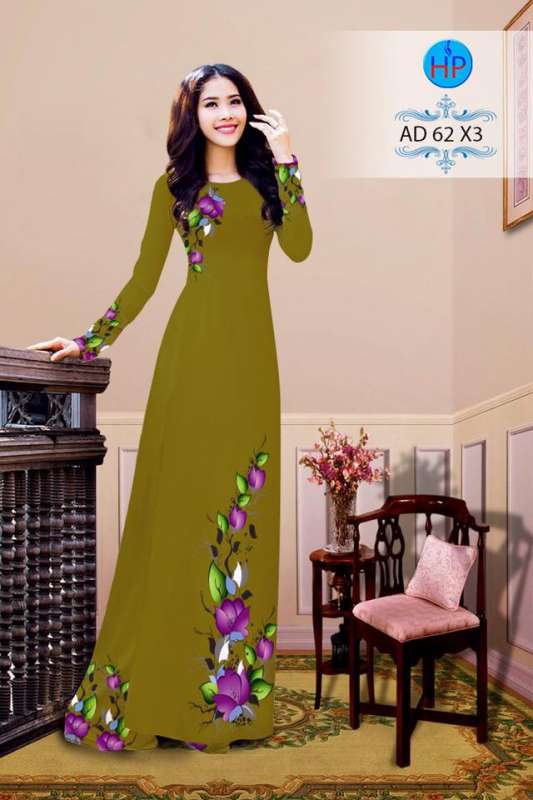 Vải áo dài bộ hoa 3D