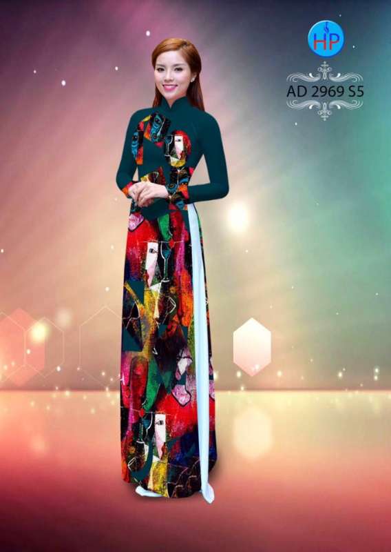 Vải áo dài tranh trừu tượng