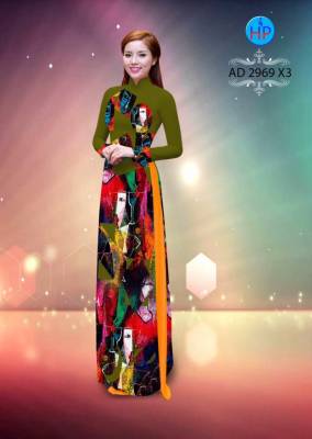 Vải áo dài tranh trừu tượng-DT 2660