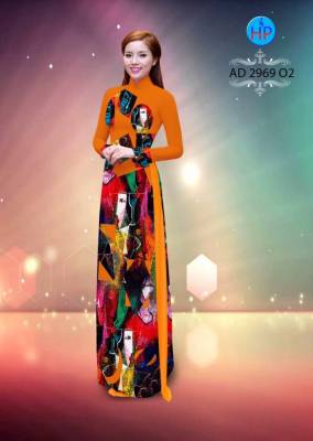 Vải áo dài tranh trừu tượng-DT 2660