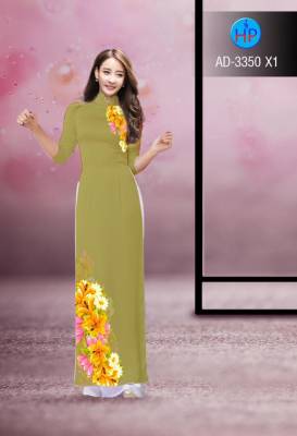 Vải áo dài hoa trên dưới-DT 2664