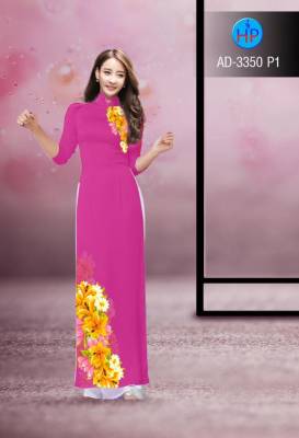 Vải áo dài hoa trên dưới-DT 2664
