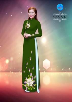 Vải áo dài hoa trên dưới-DT 2685