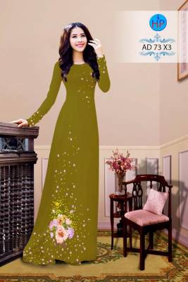 Vải áo dài hoa trên dưới-DT 2707