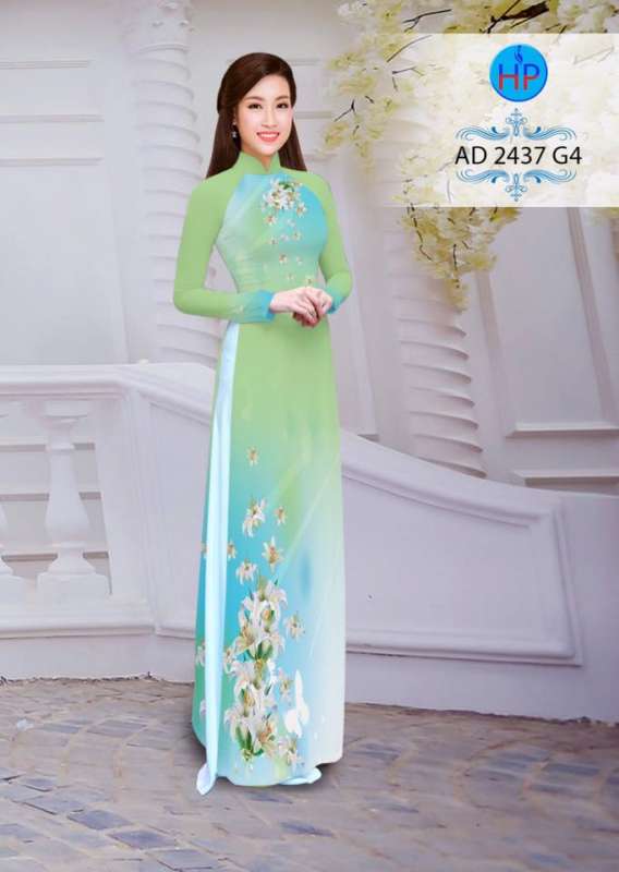 Vải áo dài hoa trên dưới