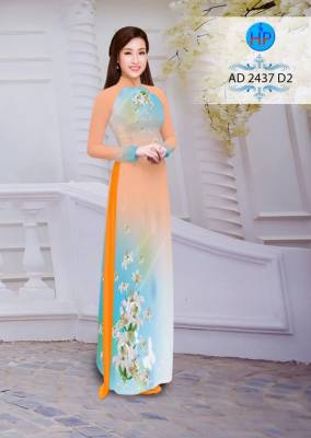 Vải áo dài hoa trên dưới-DT 2708