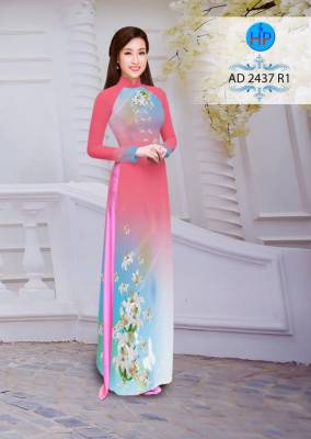 Vải áo dài hoa trên dưới-DT 2708