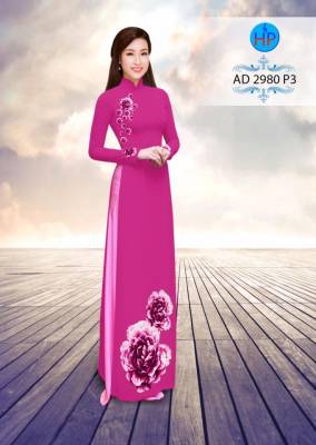 Vải áo dài hoa Hồng-DT 2713