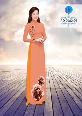 Vải áo dài hoa Hồng-DT 2713