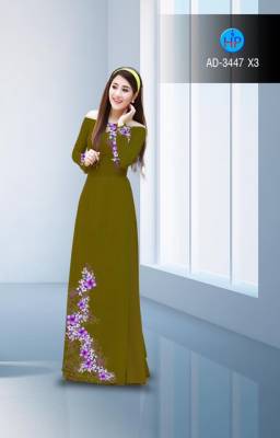 Vải áo dài hoa dây trên dưới-DT 2717