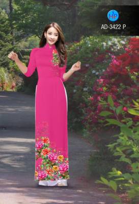 Vải áo dài hoa Hồng-DT 2720