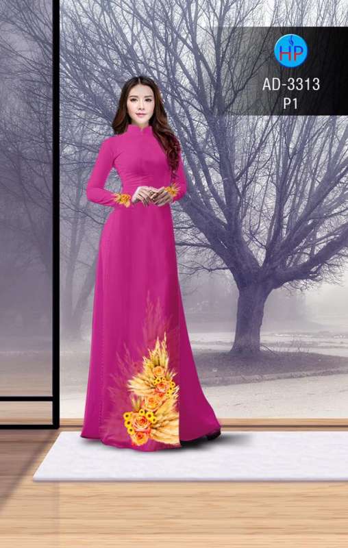 Vải áo dài hoa tà dưới