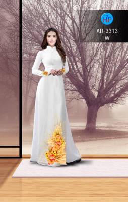 Vải áo dài hoa tà dưới-DT 2724