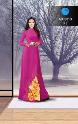 Vải áo dài hoa tà dưới-DT 2724