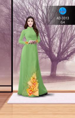 Vải áo dài hoa tà dưới-DT 2724