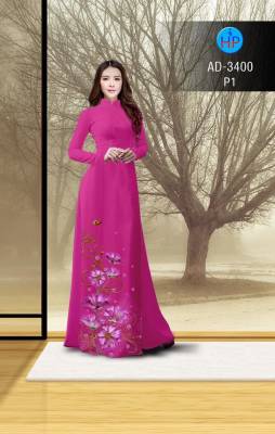 Vải áo dài hoa tà dưới-DT 2729