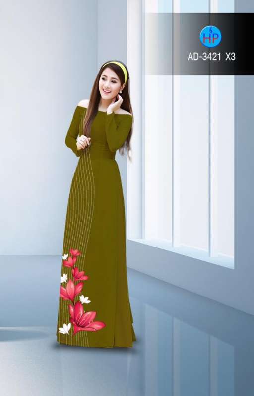 Vải áo dài hoa trên dưới
