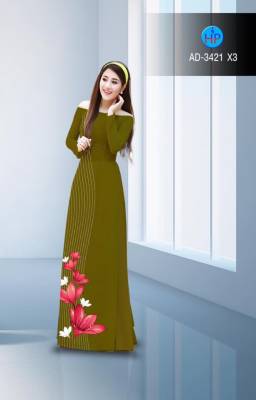 Vải áo dài hoa trên dưới-DT 2731