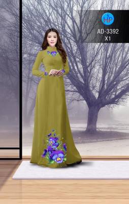 Vải áo dài hoa trên dưới-DT 2741