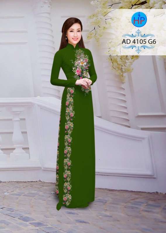 Vải áo dài hoa chạy dọc