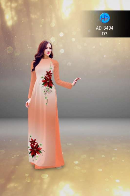Vải áo dài hoa 3D