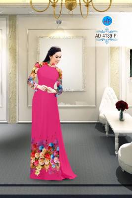 Vải áo dài hoa Hồng-DT 2767