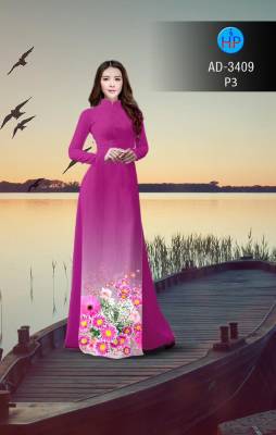 Vải áo dài hoa tà dưới-DT 2769