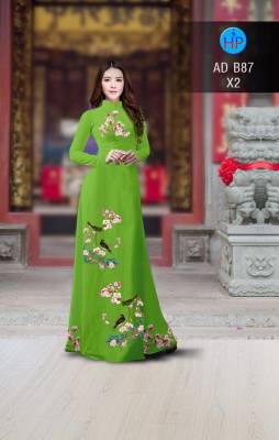 Vải áo dài hoa và chim-DT 2780