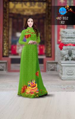 Vải áo dài hình múa Lân-DT 2781