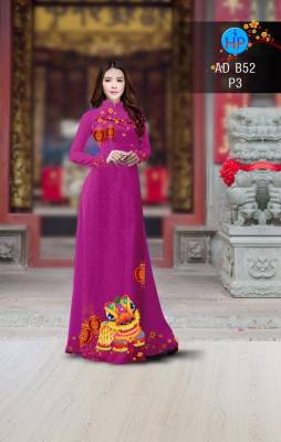 Vải áo dài hình múa Lân-DT 2781
