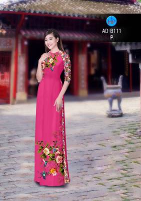 Vải áo dài hoa Hồng-DT 2824