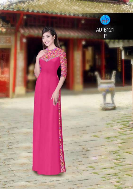 Vải áo dài hoa đều tay áo