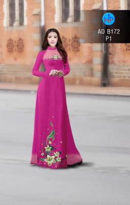 Vải áo dài hoa trên dưới-DT 2840