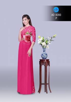 Vải áo dài hoa Hồng-DT 2866