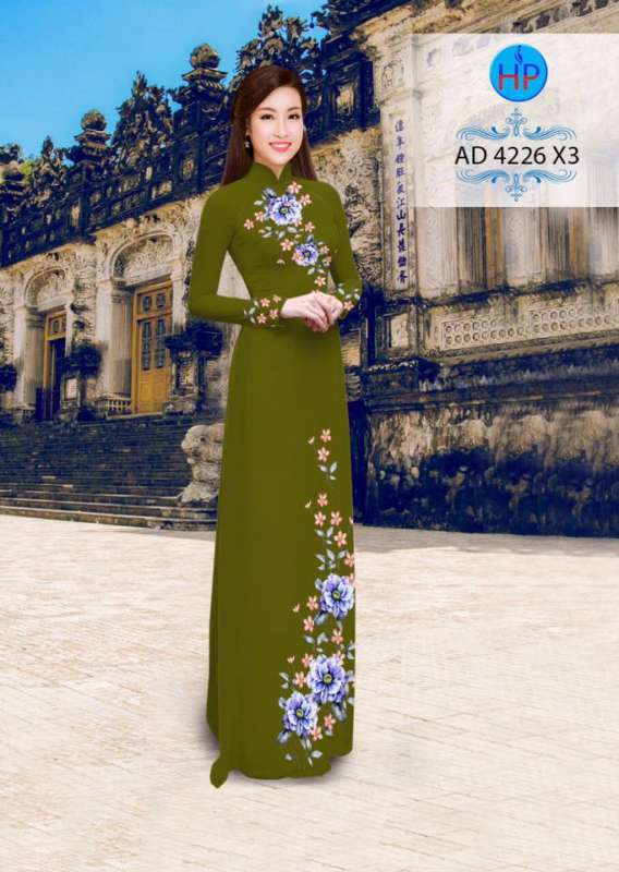 Vải áo dài hoa trên dưới