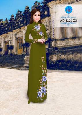 Vải áo dài hoa trên dưới-DT 2873