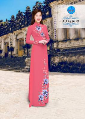 Vải áo dài hoa trên dưới-DT 2873