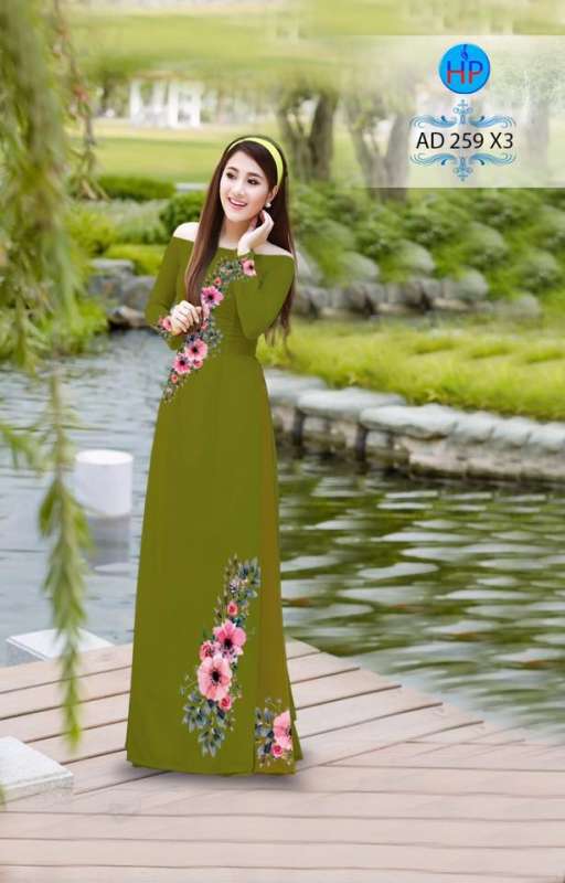 Vải áo dài hoa dây trên dưới