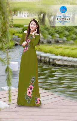 Vải áo dài hoa dây trên dưới-DT 2879